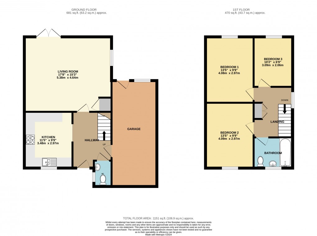 Floorplan for Ampthill, Bedfordshire