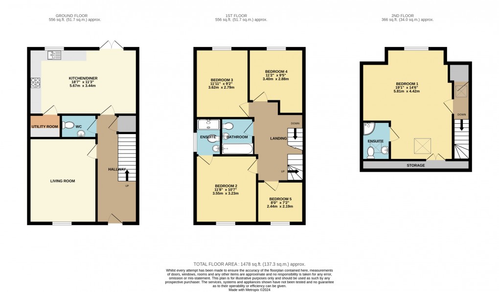 Floorplan for Ampthill, Bedfordshire