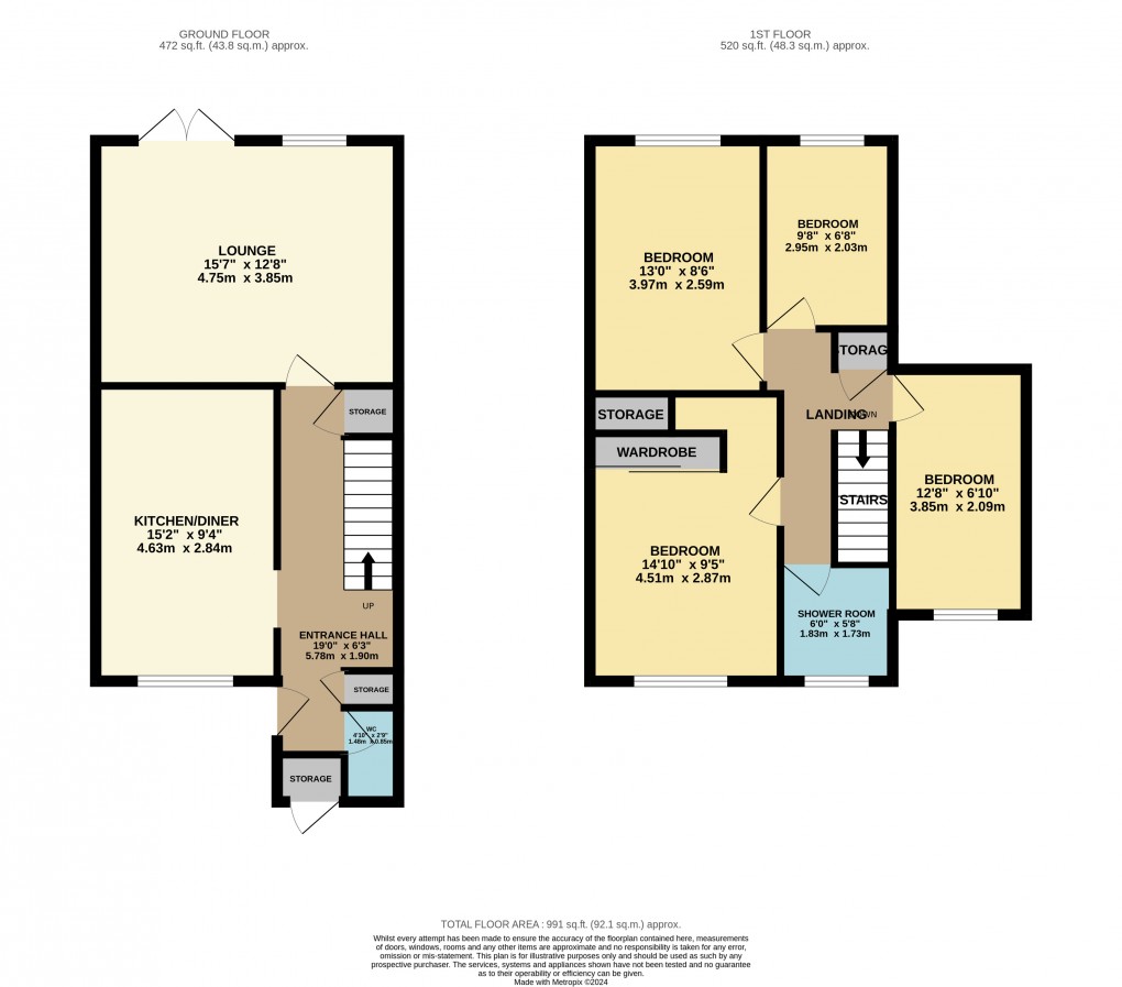 Floorplan for Bidwell, Dunstable, Bedfordshire